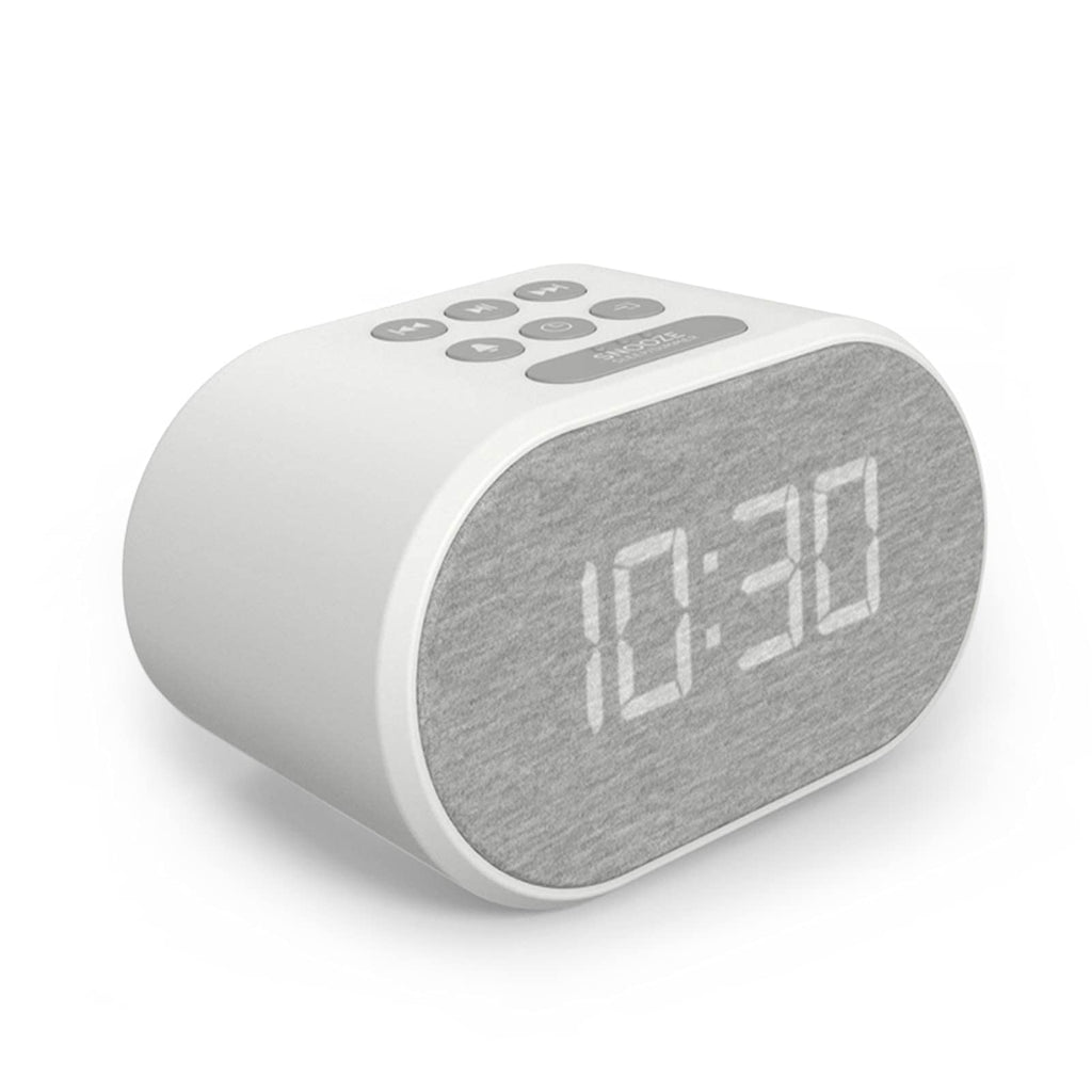 Alarm Clock Bedside Non Ticking LED Backlit Alarm Clock with USB Charger & FM Radio, 5 Step Dimmable Display - Wall Outlet Powered with Battery Backup White - LeoForward Australia