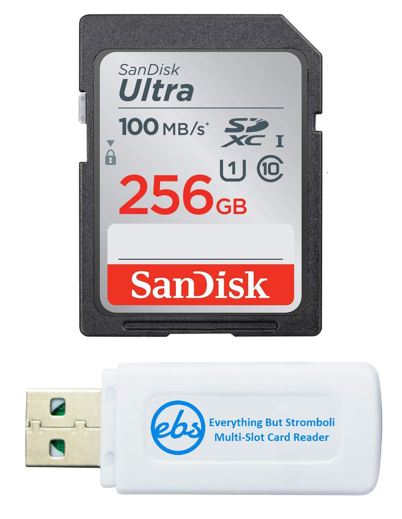  [AUSTRALIA] - SanDisk 256GB SD Ultra Memory Card for Canon Powershot Camera Works with SX720 HS, SX730 HS, SX740 HS (SDSDUNR-256G-GN6IN) Bundle with (1) Everything But Stromboli SDXC & Micro Card Reader