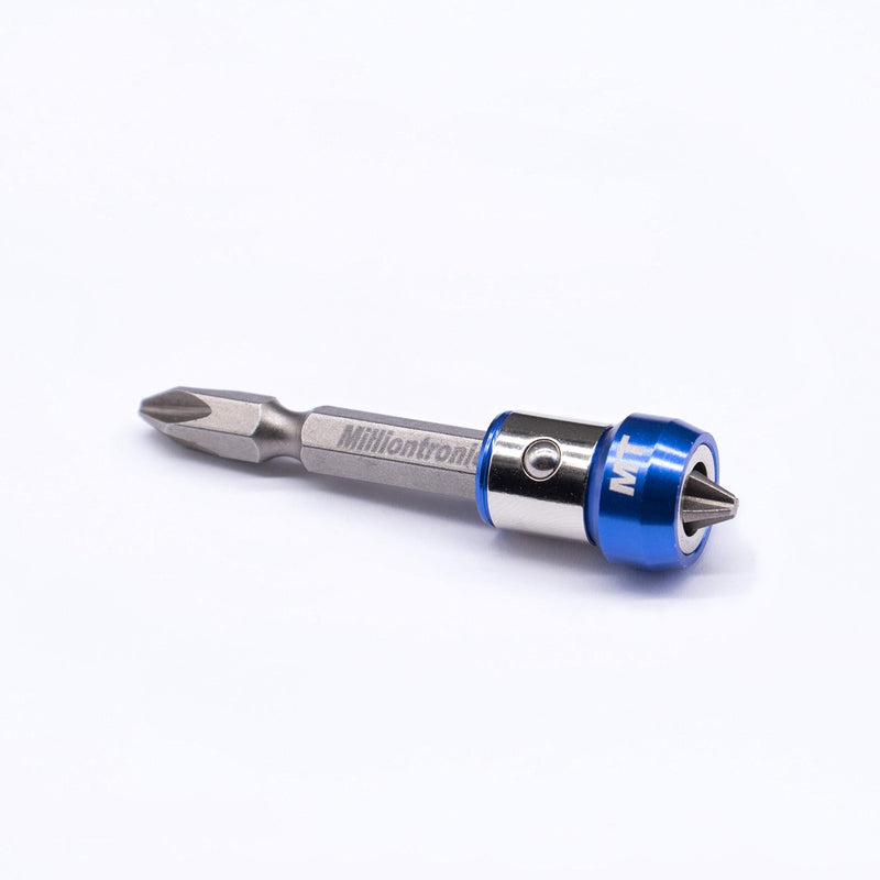  [AUSTRALIA] - 1 Magnetic Screwlock Sleeve and Double Head Phillips PH2 Screwdriver Bit. Accepts All 1/4" Screwdriver & Impact Bits. Precision CNC Machined S2 Steel & Aluminum. Strong Neodymium Magnet Rings Blue