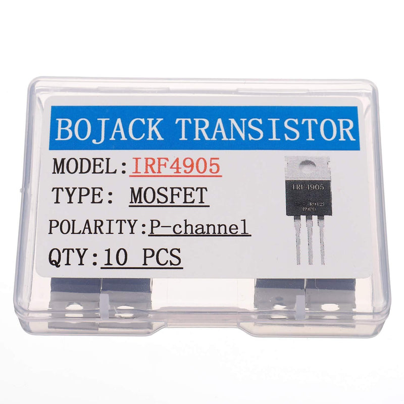 BOJACK IRF4905 MOSFET Transistors IRF4905S 74A 55V P-Channel Power MOSFET TO-220AB (Pack of 10 Pcs) - LeoForward Australia