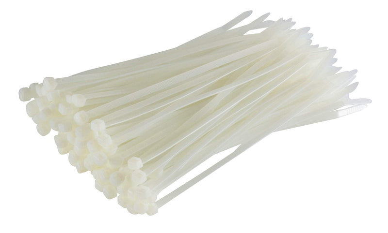  [AUSTRALIA] - GTSE 8 Inch White/Clear Zip Ties, 100 Pack, 50lb Strength, UV Resistant Strong Nylon Cable Ties, Self-Locking 8" Tie Wraps 8" (50lb)