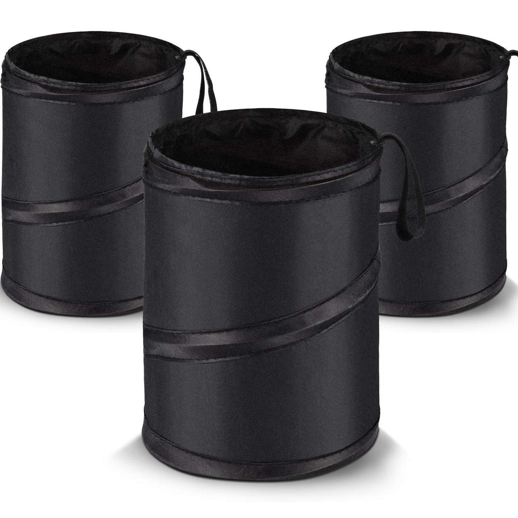 Car Trash Can Bag Car Garbage Holder Container Traveling Portable Garbage Bin Collapsible Pop-up Water Proof Bag Waste Rubbish Bucket, Black (3 Pieces) 3 - LeoForward Australia