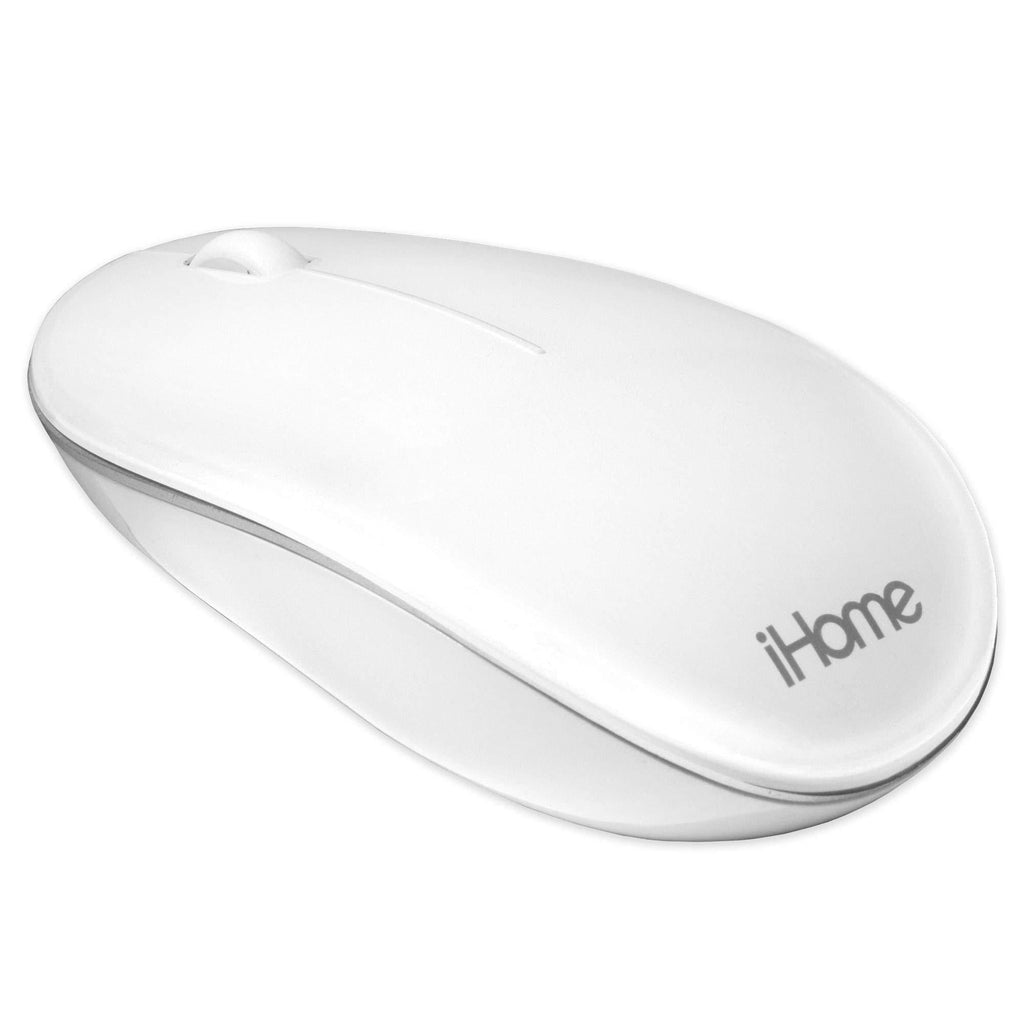 iHome Bluetooth Mac Mouse with Scroll Wheel, 3-Buttons, 1600 DPI, Laptops and Computers, Slim and Compact, Right or Left Hand Use, White - LeoForward Australia
