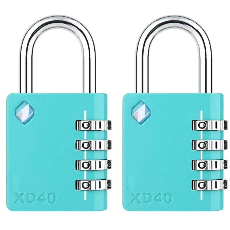  [AUSTRALIA] - Zarker XD40 Padlock- 4 Digit Combination Lock for Gym, Sports, School & Employee Locker, Outdoor,Toolbox, Case, Fence and Storage - Metal & Steel - Easy to Set Your Own Combo - 2 Pack(Emerald) Emerald 2 Pack
