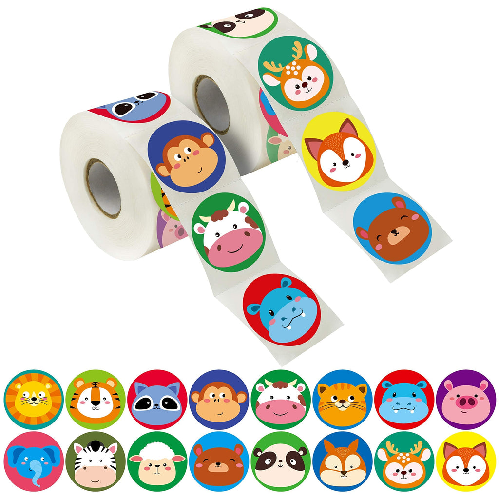  [AUSTRALIA] - 600 Adorable Round Animal Encouraging Incentive Stickers in 16 Designs with Perforated Line Expanded Version (Each Measures 1.5" in Diameter) Style1