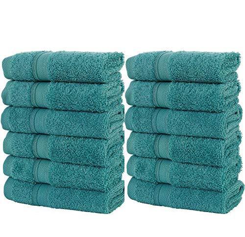  [AUSTRALIA] - Hammam Linen 100% Cotton Towels Soft and Absorbent, Premium Quality (Green Water, Washcloth) Green Water