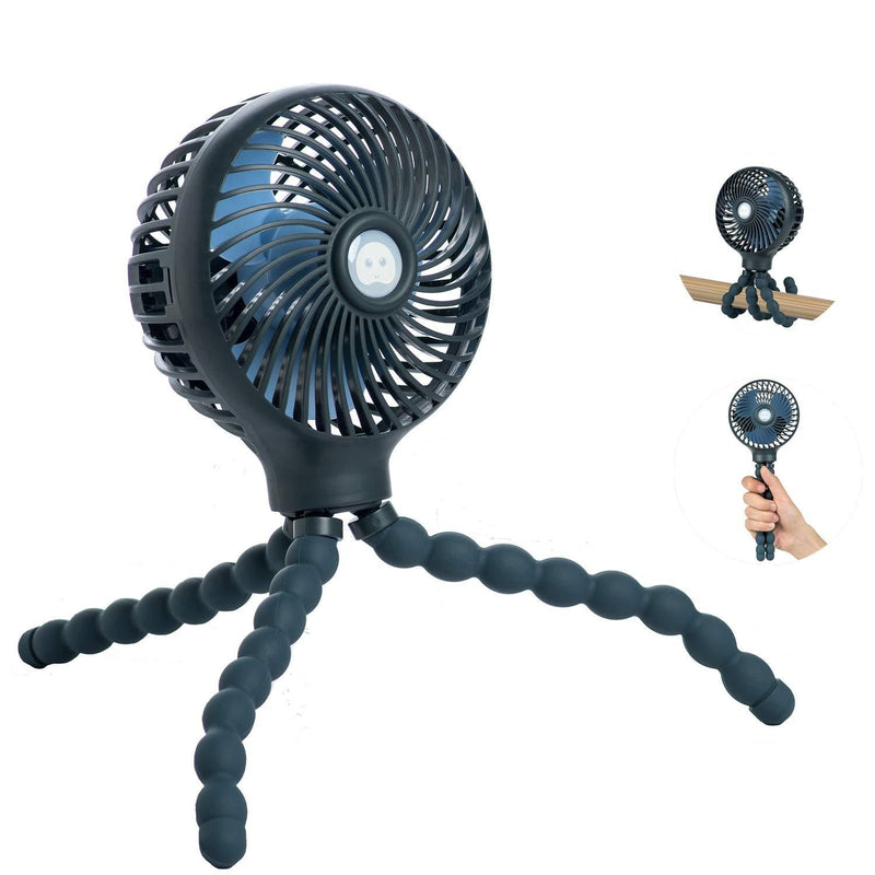 [AUSTRALIA] - Mini Baby Stroller Fan, Handheld Personal Portable Fan with Flexible Tripod for Stroller Student Bed Desk Bike Crib Car Rides, USB or Battery Powered, Safe Quiet and Long Lasting Charge (Dark Blue) Dark Blue