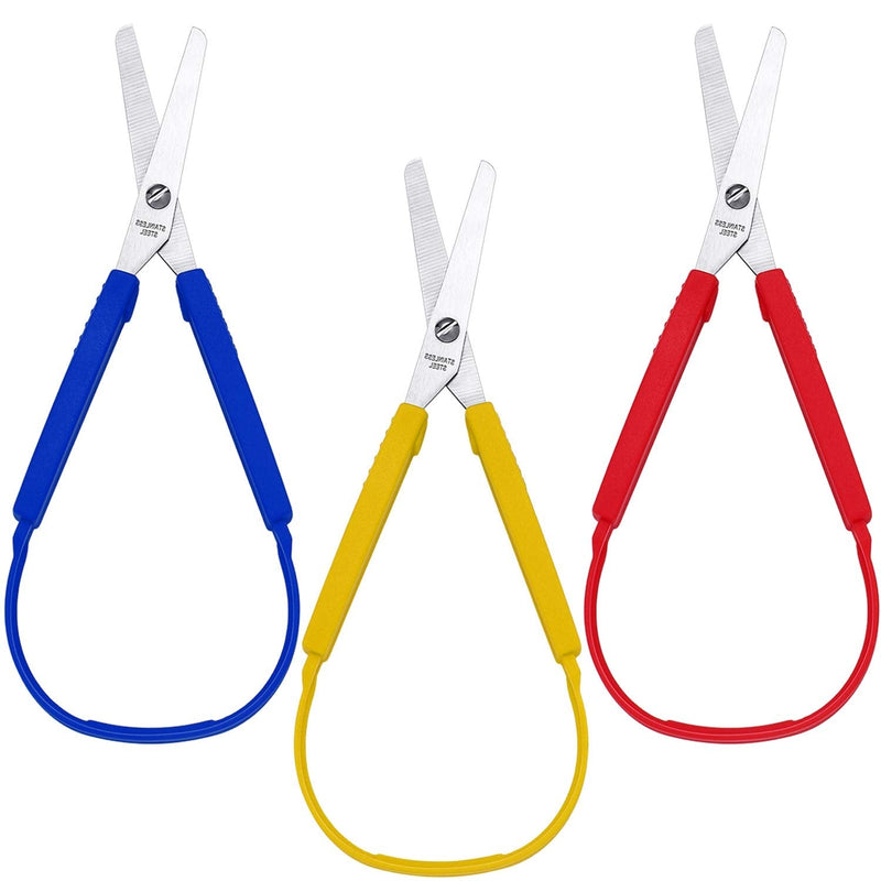  [AUSTRALIA] - Loop Scissors Colorful Grip Scissors Loop Handle Self-Opening Scissors Adaptive Cutting Scissors for Children and Adults Special Needs, 8 Inches (3) 3