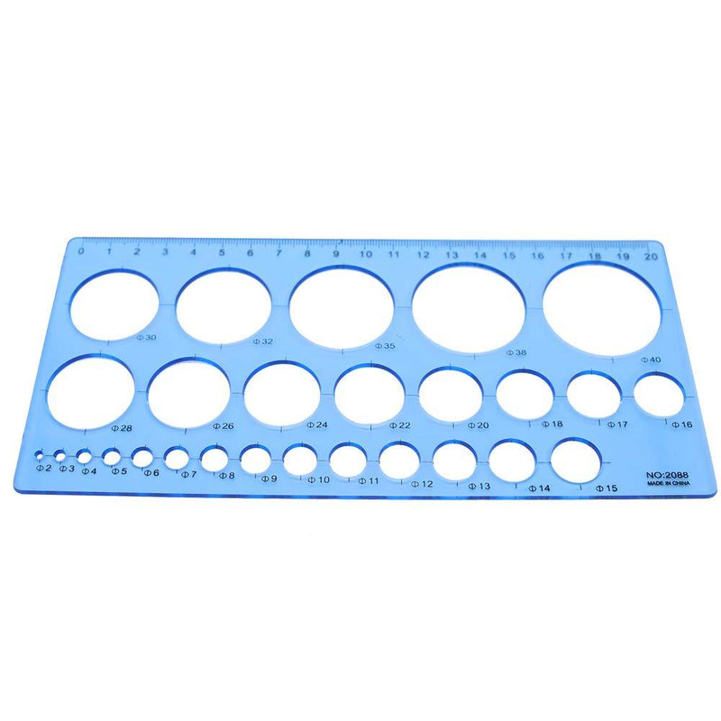 Circles Geometric Template Plastic Measuring Ruler for Office and School, Building Formwork, Drawing TPPR15089 (Blue) Blue - LeoForward Australia