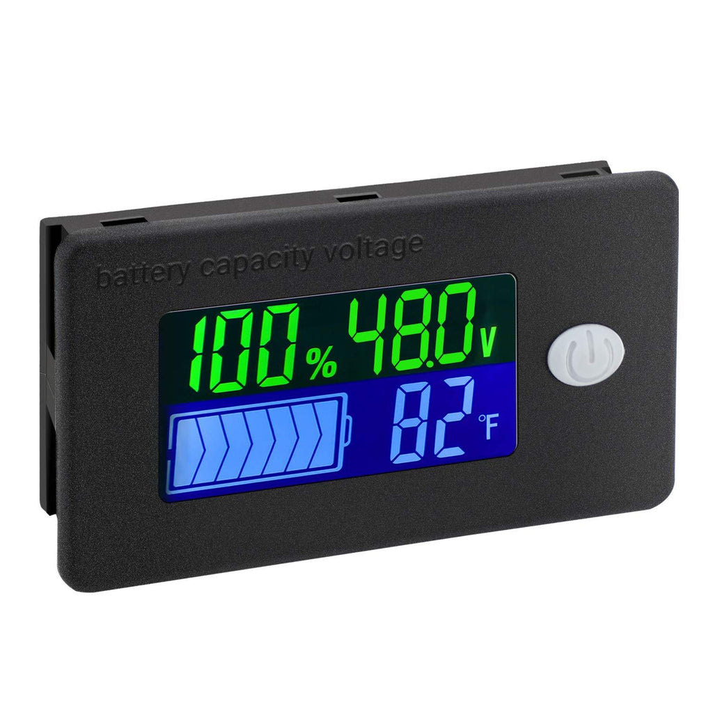 DROK 48v Battery Meter, 10-100v Marine RV Battery Capacity Volt Monitor 12v 24v, Lithium Battery Voltage Fahrenheit Temp Indicator Gauge - LeoForward Australia