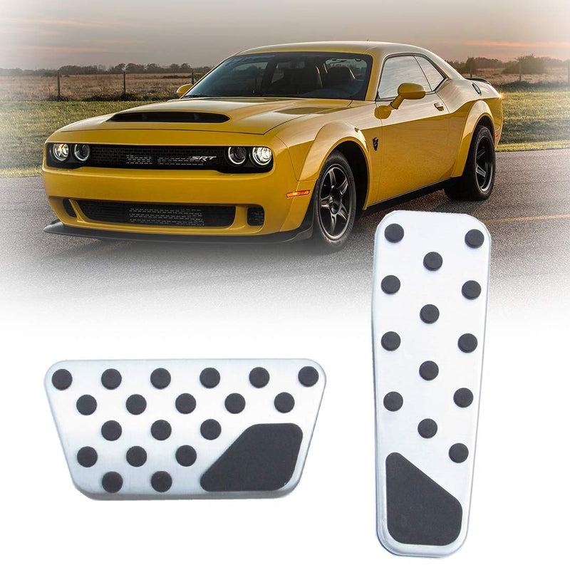  [AUSTRALIA] - Dodge Challenger Chrysler Non-Slip Accelerator Gas Pedal and Brake Pedals Cover Aluminum Performance Foot Pedal Pads Auto Brake Pedal Pad Kit Fit for Dodge Challenger Charger Chrysler 300 2009-2019