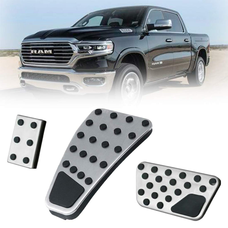  [AUSTRALIA] - Dodge Ram No Drilling Aluminum Brake Pedal Cover Accelerator Gas Pedal Covers Anti-Slip Performance Aluminum Alloy Foot Pedal Pads Kit Fit for Dodge Ram 2011-2018 1500 2500 3500