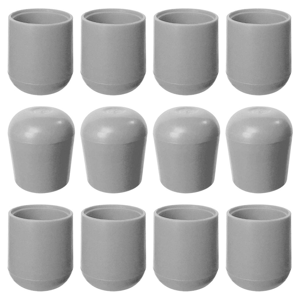  [AUSTRALIA] - Folding Chair Leg Caps Gray 7/8 Inch (12 Pack) - Heavy Duty Nylon Chair End Caps, Non-Marring Round Hardwood Floor Protectors, Compatible Replacement Plugs for Metal and Padded Folding Chairs Tips