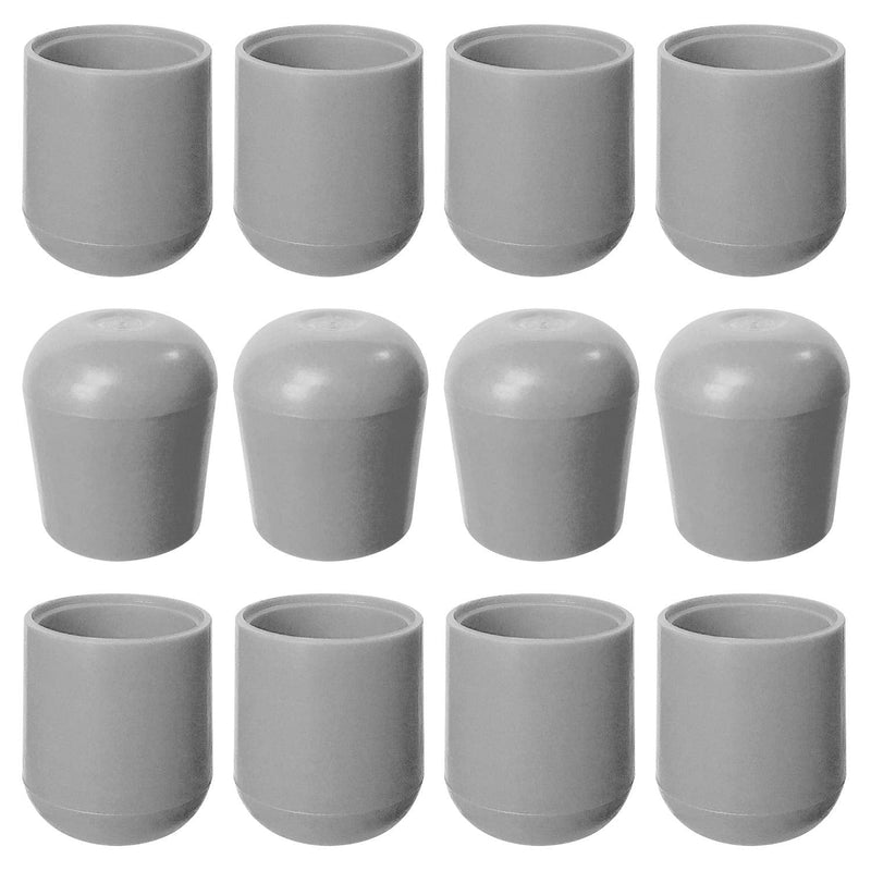  [AUSTRALIA] - Folding Chair Leg Caps Gray 7/8 Inch (12 Pack) - Heavy Duty Nylon Chair End Caps, Non-Marring Round Hardwood Floor Protectors, Compatible Replacement Plugs for Metal and Padded Folding Chairs Tips