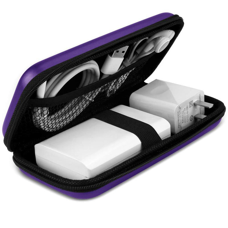  [AUSTRALIA] - iMangoo Shockproof Carrying Case Hard Protective EVA Case Impact Resistant Travel 12000mAh Bank Pouch Bag USB Cable Organizer Earbuds Sleeve Pocket Accessory Smooth Coating Zipper Wallet Purple