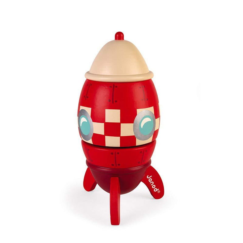  [AUSTRALIA] - Janod Red Rocket Wind Up Music Box, Best Birthday Gift for Girl or Boy for 3 Years+