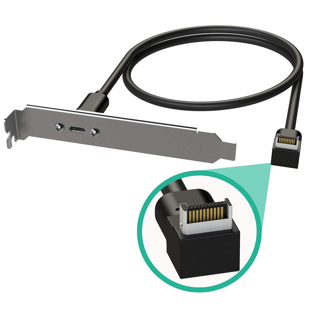  [AUSTRALIA] - LINKUP - USB3.2 Gen2 2x2 20Gbps USB-C Type Internal Panel Cable Mount Motherboard Header Extension Adapter┃20-Pin A-Key Male with Cover to USB-C Female Connector with PCI Bracket - Right Angle - 100cm Type C Panel [100cm] Right Angle Connector