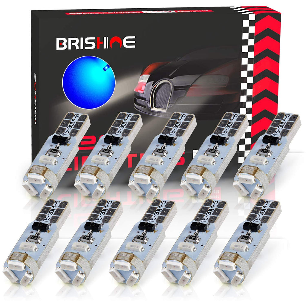  [AUSTRALIA] - BRISHINE 10X T5 LED Bulbs Extremely Bright Blue 3014 Chipsets 74 37 286 18 Wedge LED Bulbs for Interior Gauge Cluster Dashboard Instrument Panel Indicator Air Conditioning AC Lights