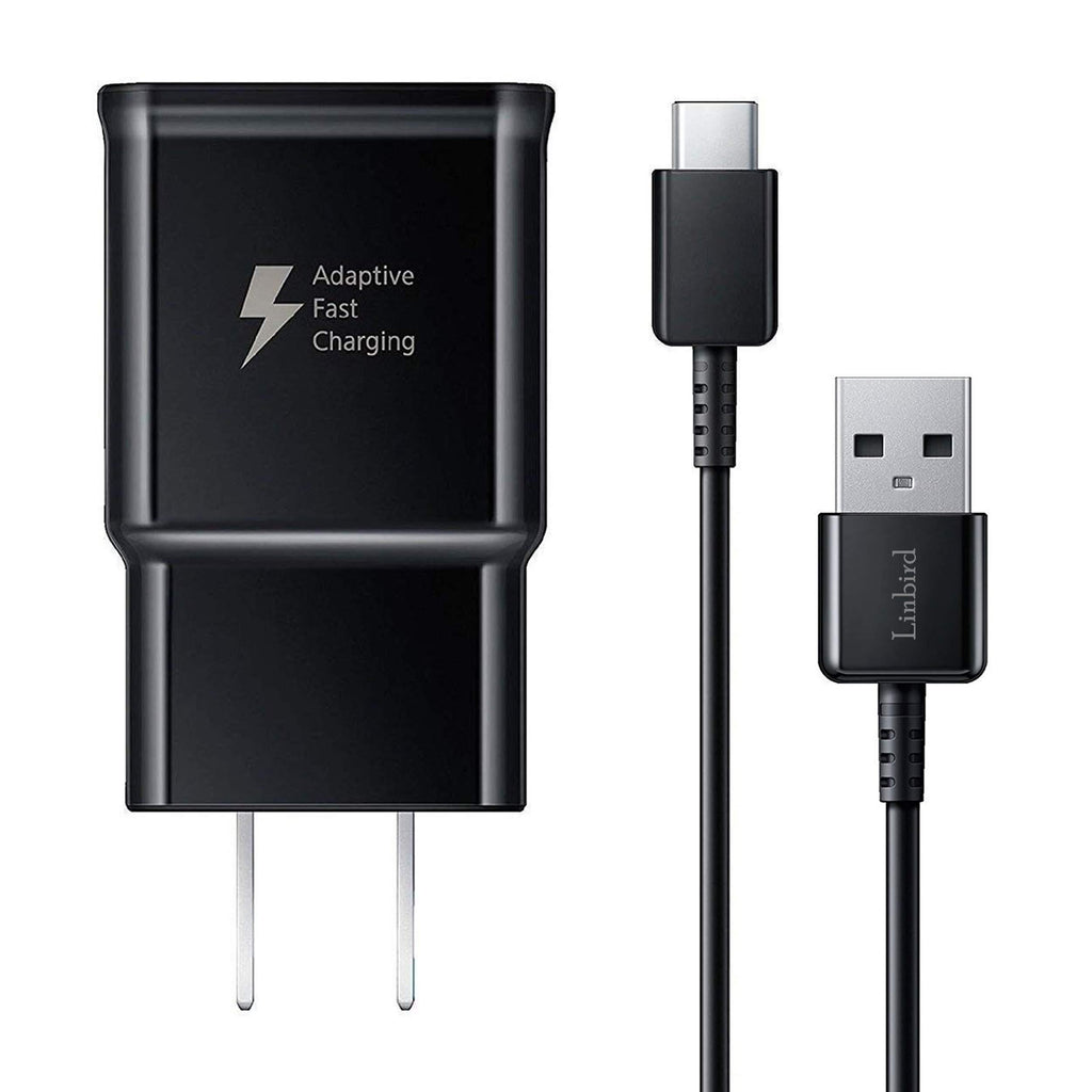 Adaptive Fast Charging Wall Charger and 5-Feet USB Type C Cable Kit Bundle Compatible with Samsung Galaxy S20/S10/S10+/S9/S9+/S8/S8+ Note 8/Note 9 & Other Smartphones (Black) - LeoForward Australia