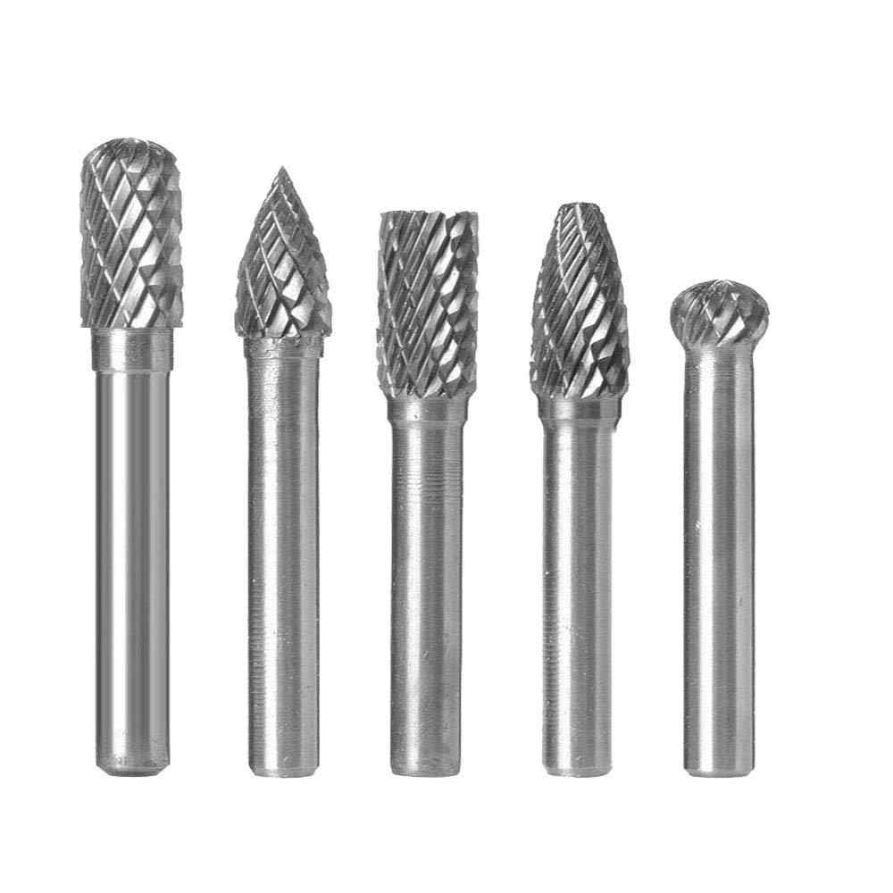 Carbide Rotary Burrs Set Tungsten Double Cut Die Grinder Bit 1/4 inch (6mm) Shank and 8mm Head Carving Tool for Metal Carving Polishing Engraving Drilling - LeoForward Australia