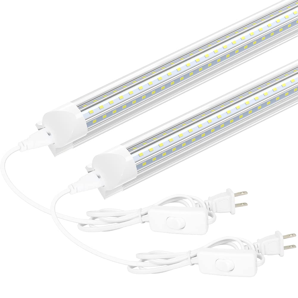 2FT LED Light Fixture, 24W 3000K Warm White 2680LM Super Bright T8 Integrated Fixture Under Cabinet Lights D-Shape Triple Rows Tube for Ceiling and Utility Shop Linkable Plug and Play (2 Pack) - LeoForward Australia
