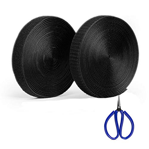  [AUSTRALIA] - 1 Inch Black Sew on Hook and Loop,Non-Adhesive Sticky Back Nylon Fabric Fastener Interlocking Tape for Sewin,20 Ft/roll 1''*20ft