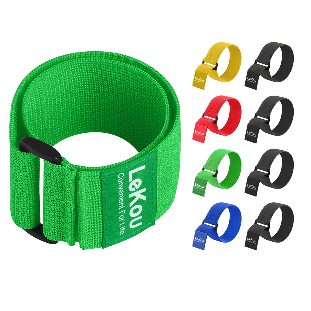  [AUSTRALIA] - Lekou 2" x 18" (8 Pack) Elastic Cinch Straps, Stretchy Hook and Loop Storage Straps Hook and Loop Cinch Strap with Buckle - Bicycle, Truck, Boat Extension Cords, Ropes, Hoses Garage & RV Organization 2" x 18" Multi-color