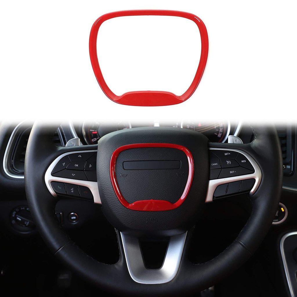  [AUSTRALIA] - Voodonala for Challenger Charger Durango Steering Wheel Trim, for 2015-2020 Dodge Challenger Charger, for 2014-2020 Dodge Durango and Jeep Grand Cherokee SRT8, ABS Red 1pc