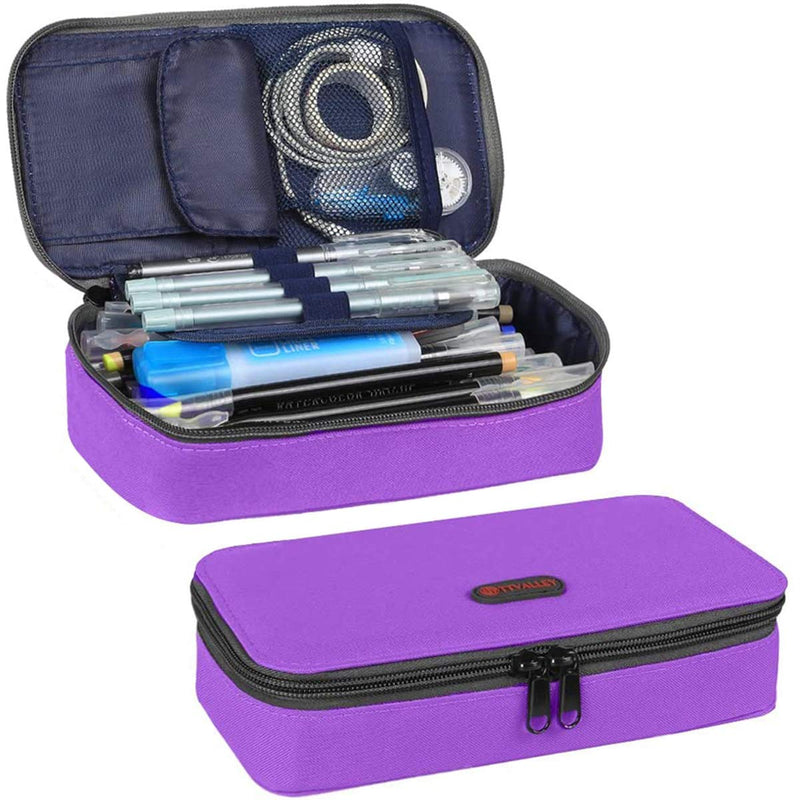 TTVALLEY Office Pencil Case School Pen Case Oxford Stationery Box for Desk Supplies Organization Purple - LeoForward Australia