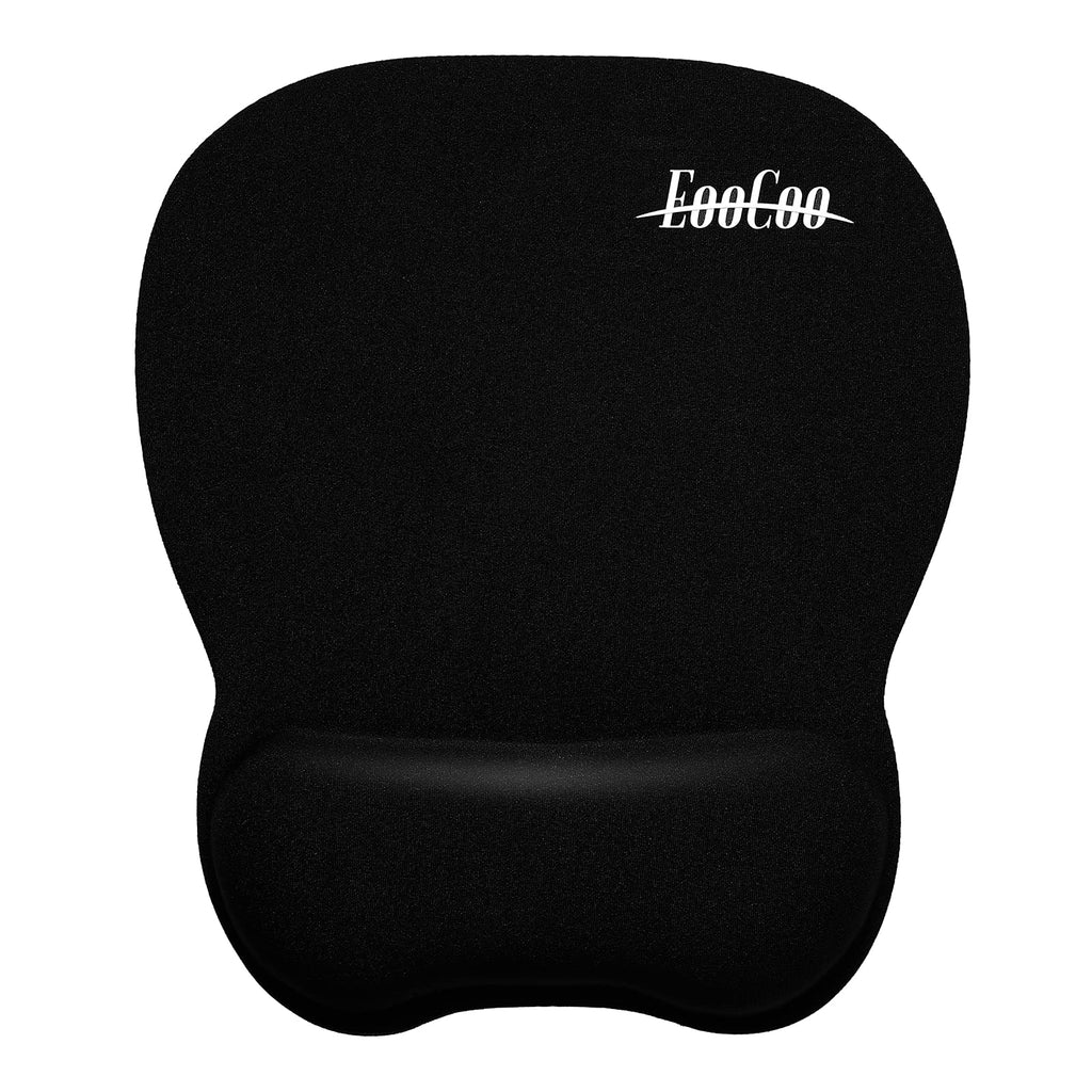  [AUSTRALIA] - EooCoo Ergonomic Mouse Pad with Wrist Support, Non-Slip Base Mouse Mat for Internet Cafe, Home & Office Memory Foam Black
