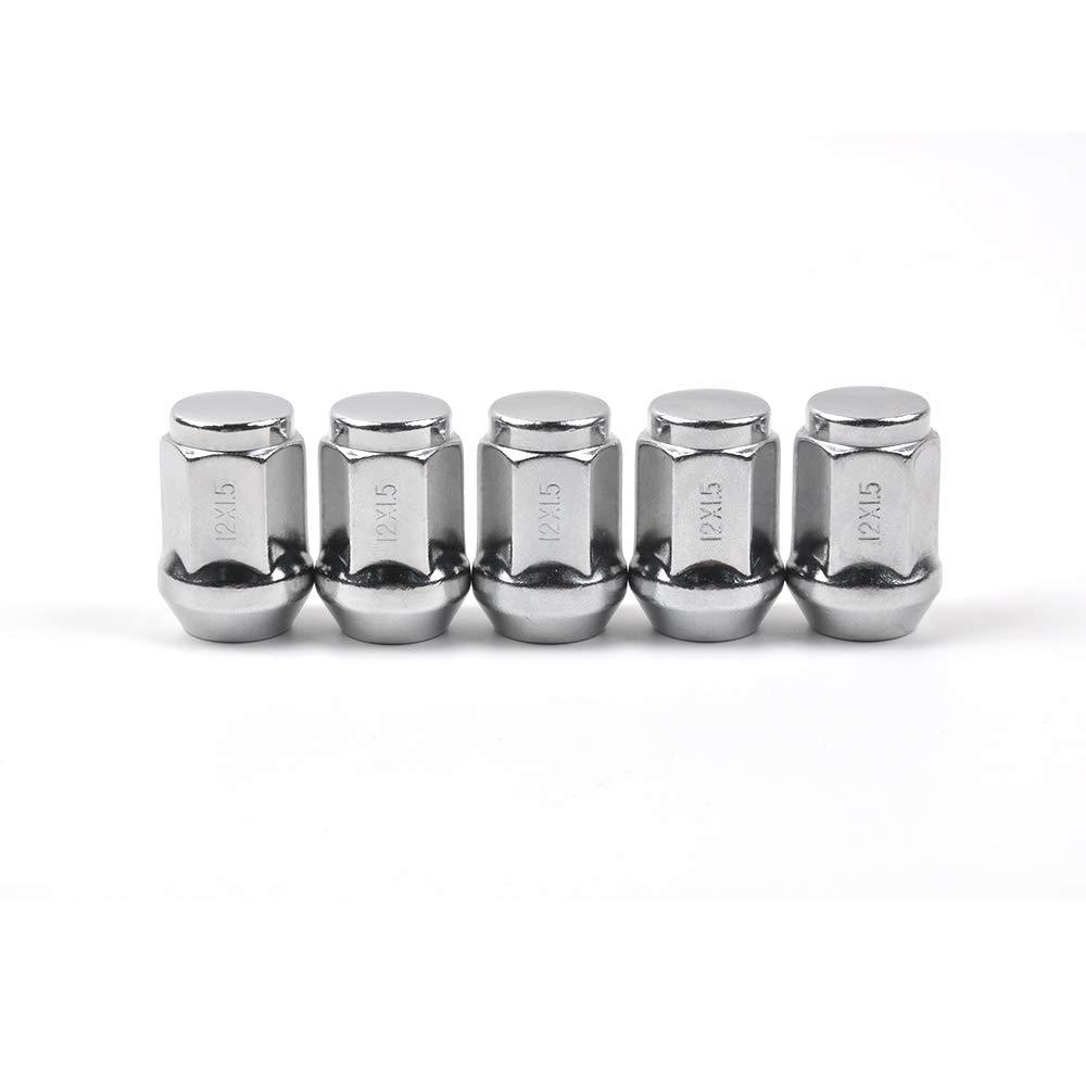 MIKKUPPA M12x1.5 Lug Nuts - Replacement for 2006-2019 Ford Fusion, 2000-2019 Ford Focus, 2001-2019 Ford Escape Aftermarket Wheel - 5pcs Chrome Closed End Lug Nuts 5pcs m12x1.5 lug nuts - LeoForward Australia
