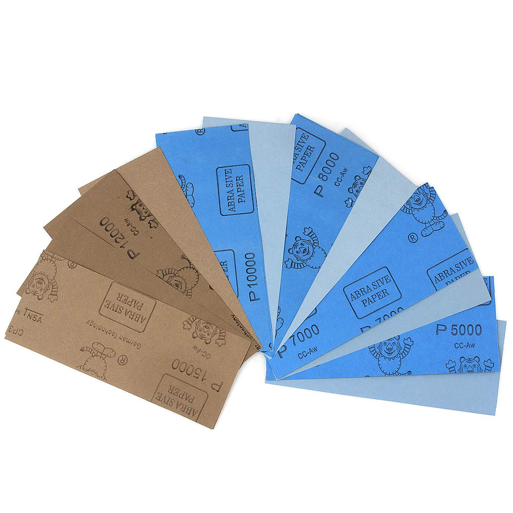  [AUSTRALIA] - ADVcer 9x3.6 inch 18 Sheets Sandpaper, Wet or Dry 5000-15000 Grit 6 Assortment Sand Paper, Super Fine Precision Abrasive Pads for Automotive Sanding, Wood Turing Finishing, Metal Furniture Polishing 01. 18pcs (#5K to 15K)