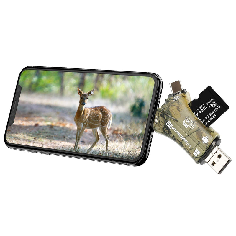 Liplasting Trail Camera Viewer SD Card Reader for iPhone iPad Mac & Android, 4 in 1 SD/Micro SD/TF Memory Card Reader Adapter to View Hunting Game Camera Photos or Videos on Smartphone - LeoForward Australia