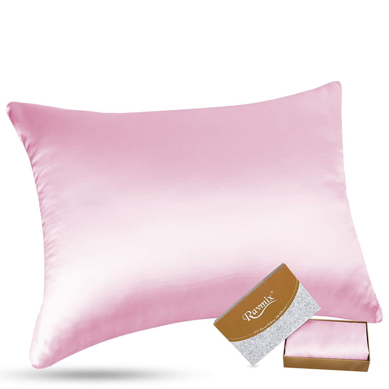  [AUSTRALIA] - Ravmix 100% Pure Mulberry Silk Pillowcase 30 Momme 900TC for Hair and Skin with Hidden Zipper Both Sides Hypoallergenic Soft Breathable Silk, Standard Size 20×26inch, 1PCS, Pink Standard Size (20×26inches)