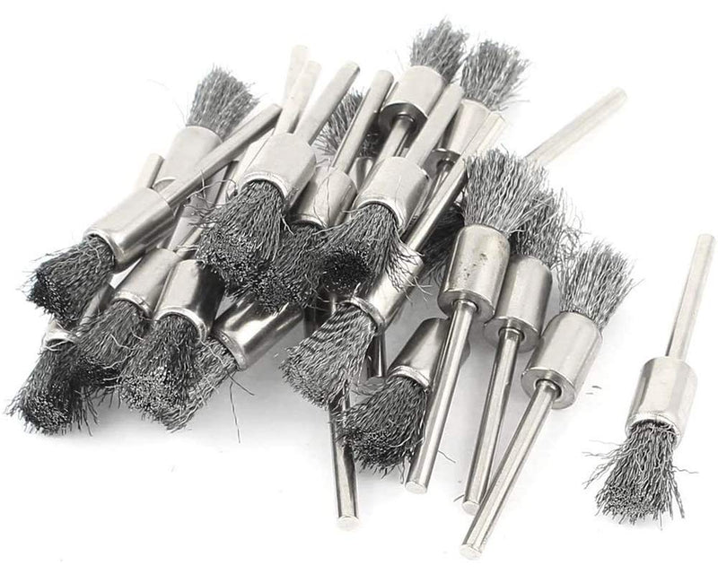  [AUSTRALIA] - 10 PCS Stainless Steel Pen Shaped Wire Brush with 1/8" Shank, Wire Pen Polishing Brush for Rotary Tool (8mm End Brush)