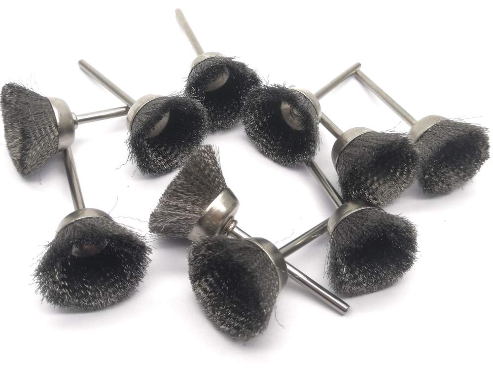  [AUSTRALIA] - 10Pcs 1" Dia Stainless Steel Cup Shape Wire Brushes with 1/8" Shank, Polishing Brush for Rotary Tools