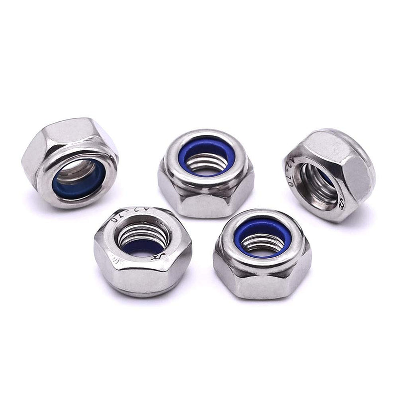  [AUSTRALIA] - M8 x 1.25mm Nylon Insert Hex Lock Nuts 304 Stainless Steel 18-8 Locknut, Bright Finish, Pack of 20 M8 x 1.25mm (20 PCS)