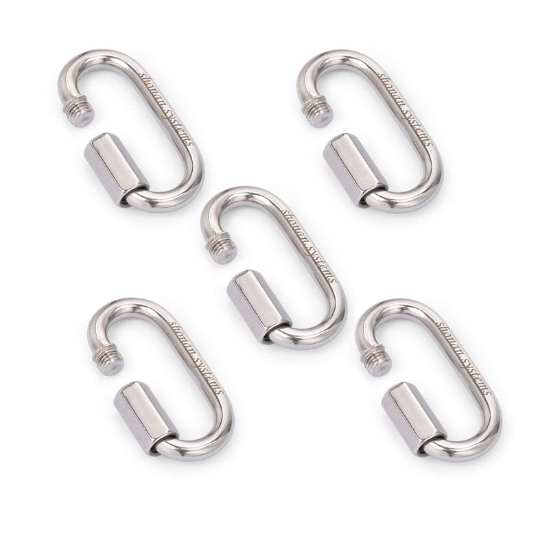  [AUSTRALIA] - SHONAN 2.3 Inch Stainless Steel Chain Quick Links- 5 Pack 1/4" Locking Carabiners, Chain Hooks, Twist Key Ring Screw Chain Link, 880 Lbs Capacity 2.3 Inch, 5 Pack