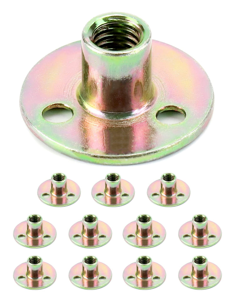  [AUSTRALIA] - QWORK 3/8"-16 Iron Plate Nut, 12-Piece Set T-nut with Round Base Carbon Steel T-Nuts