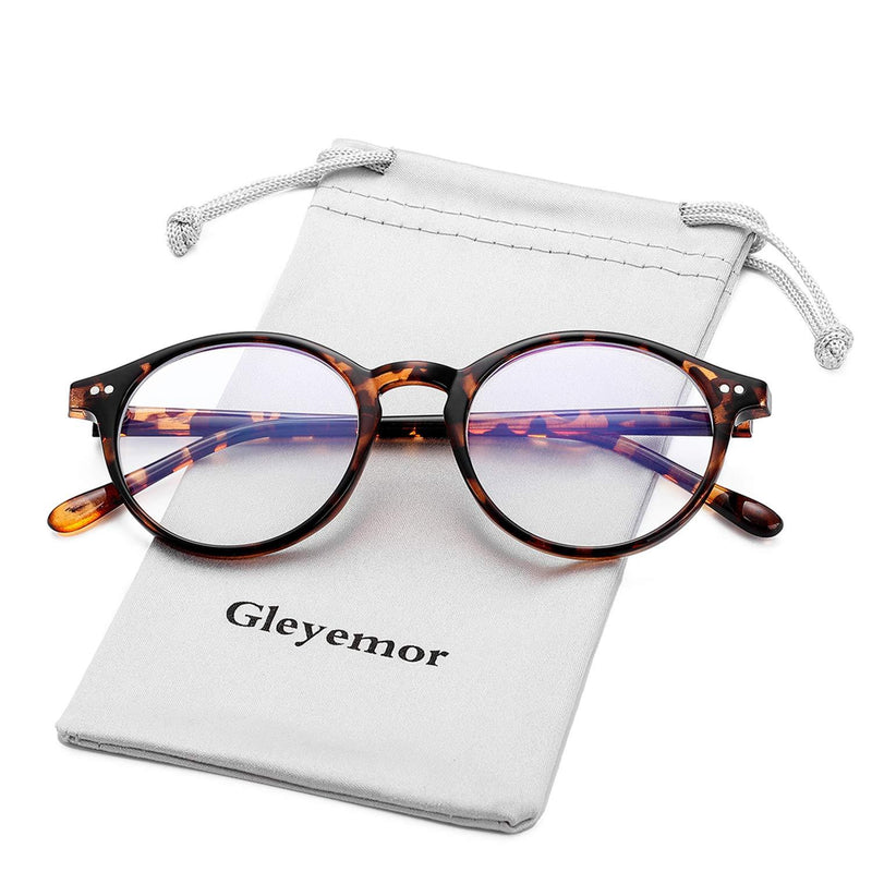 Gleyemor Blue Light Glasses for Men Women, Vintage Round Frame Computer Eyeglasses 01 Tortoise 48 Millimeters - LeoForward Australia