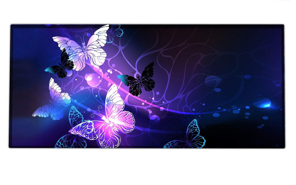 Extended Gaming Mouse Pad Mat Large Desk Mat Non Slip Rubber Base Computer Desktop Laptop Keyboard Mouse Mat Stitched Edges, 35.1x15.75 inch XXL Waterproof Mousepad for Work Game, Arts Butterfly - LeoForward Australia