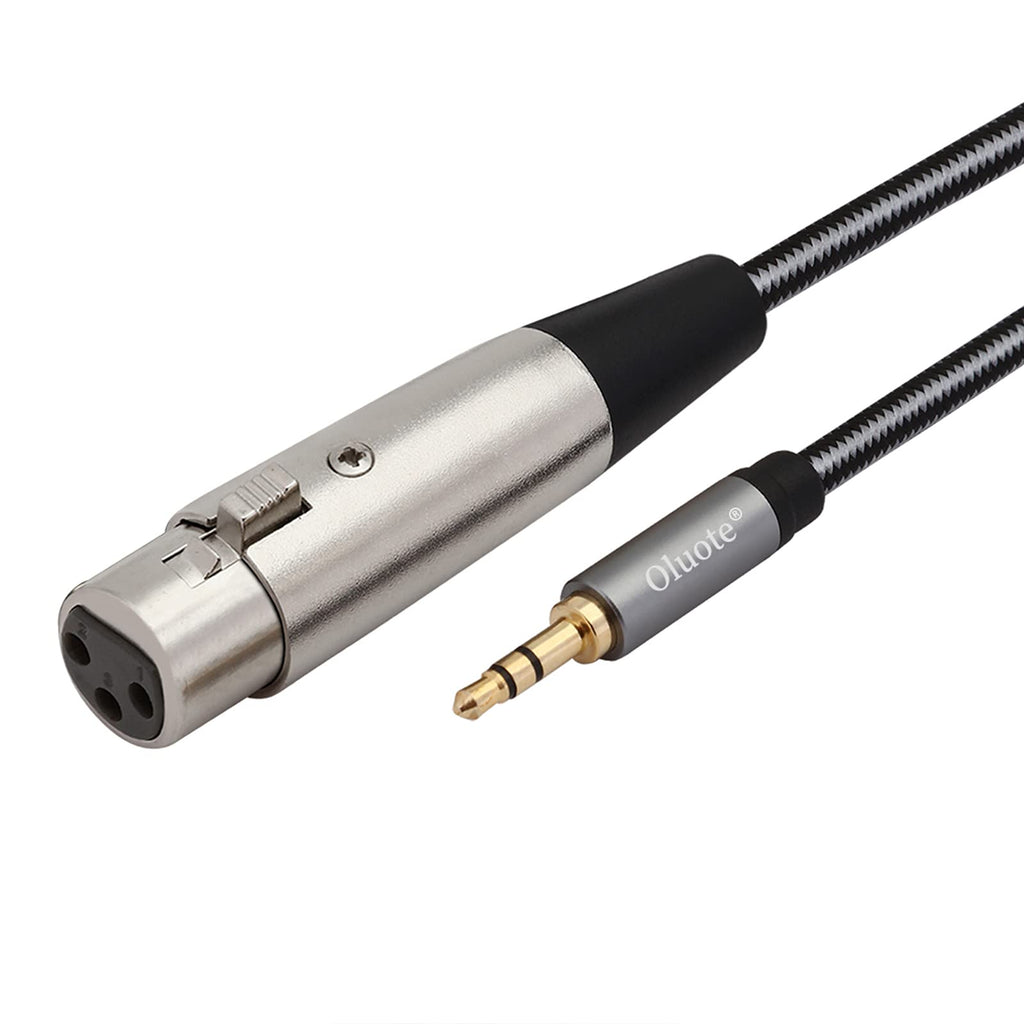  [AUSTRALIA] - Oluote 3 Pin XLR Female to TRS 3.5mm (1/8") Male Microphone Cable, MIC Audio Interconnect Cable for Studio Sound Consoles Jack Lead Balanced Signal Interconnect Cable 3 Pin XLR Female to TRS Male 1.5M/4.92FT