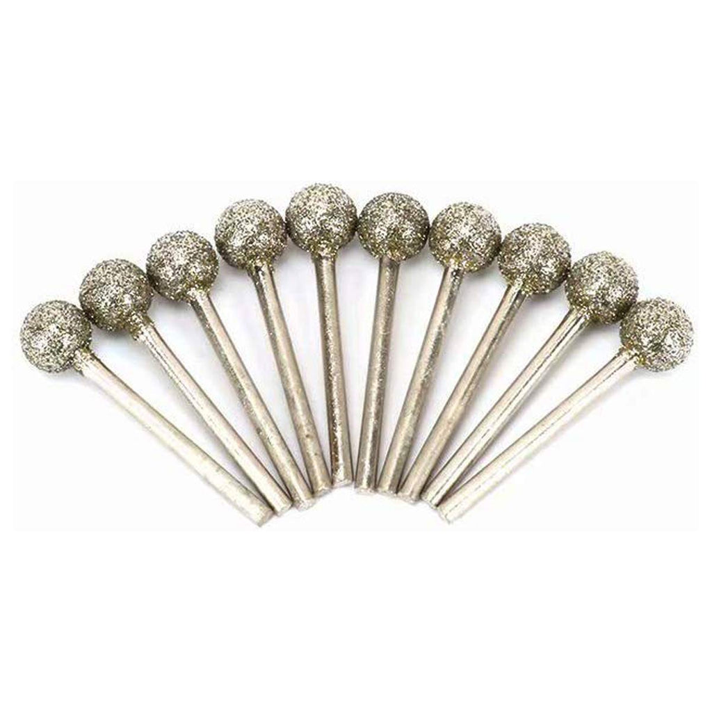  [AUSTRALIA] - 10 Pcs Diamond Coated 12mm Spherical Head Mounted Point Grinding Bit - 3mm Shank 3x12mm