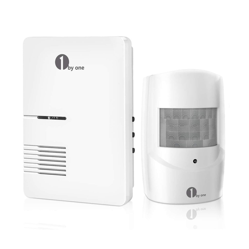  [AUSTRALIA] - Driveway Alarm, 1byone Motion Sensor 1000ft Operating Range, 36 Melodies, Home Security Alert System with 1 Plug-in Receiver and 1 Weatherproof PIR Motion Detector, Protect Indoor/Outdoor Property One Receiver One Sensor