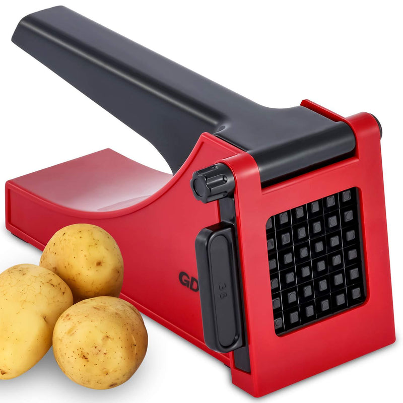 French Fry Cutter, Easy to Clean Potato Fry Cutter for Easy Slicing, Potato Chopper for Fries, Carrots, Cucumbers Red - LeoForward Australia