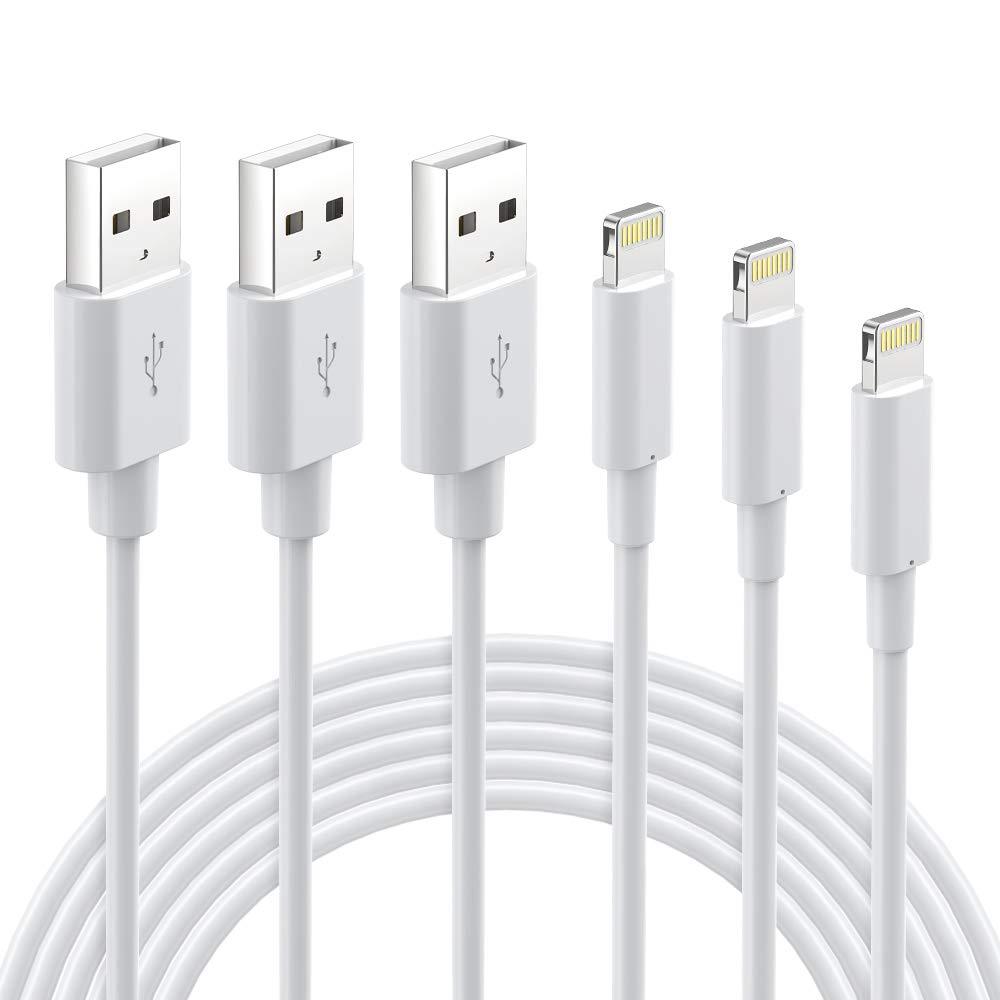 iPhone Charger MFi Certified - Lightning Cable 3Pack 3ft 6ft 10ft Durable Lightning to USB A Charging Cable Compatible with iPhone 13 12 11 Xs Max XR X 8 7 6 Plus SE 2020 iPad Pro iPod Airpods - White - LeoForward Australia