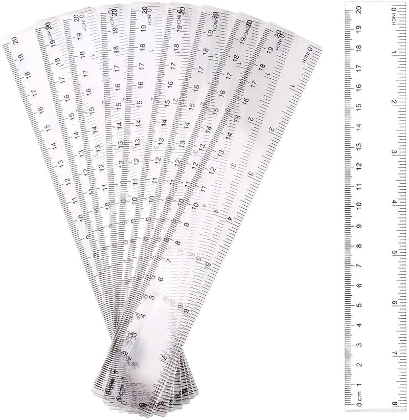  [AUSTRALIA] - LUTER 10 PACK Clear Plastic Ruler 20cm 8inch Straight Ruler Transparent Plastic Ruler Kit Measuring Tool for Student School Office