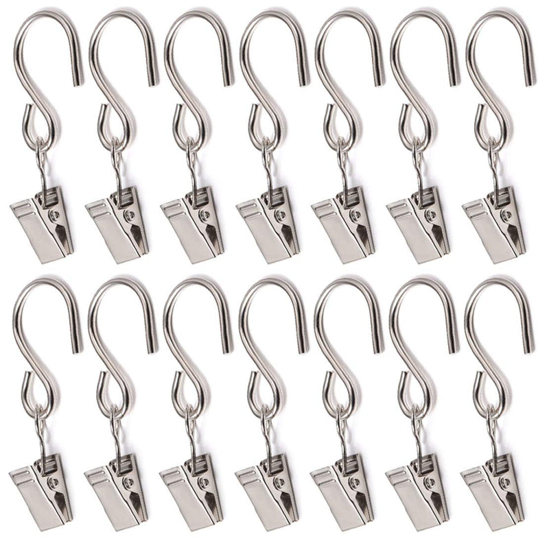  [AUSTRALIA] - 60PCS Curtain Clips with Hooks for Hanging Clamp Hangers Gutter Hooks for Party String Light Outdoor Wire Holders, Stainless Steel Silver 60PCS