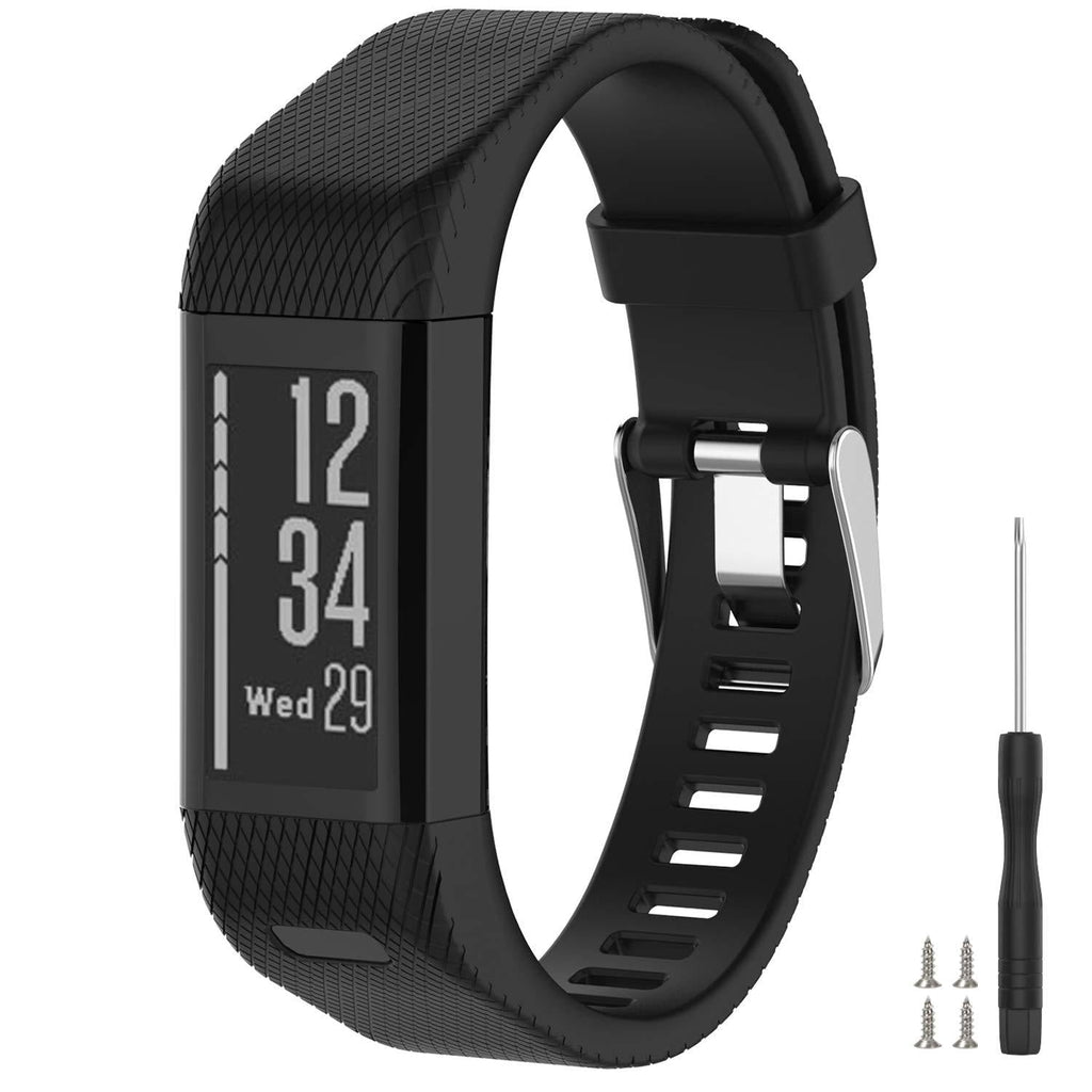  [AUSTRALIA] - Vozehui Compatible with Garmin Vivosmart HR+ Watch Bands, Soft Silicone Replacement Wristband Accessories, Sport Wristband Strap for Garmin vivosmart HR + Black