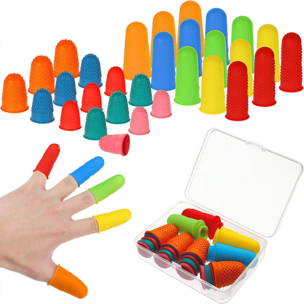  [AUSTRALIA] - 30 Pieces Silicone Finger Protectors Rubber Finger Tips Pads Finger Cover Caps with Assorted Sizes for Hot Glue Sewing Crafts Wax Resin Honey Adhesives Counting Collating Writing Sorting Tasks